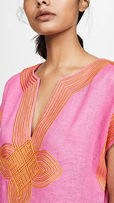 Shop Tory Burch Solid Long Caftan In Fire Pink