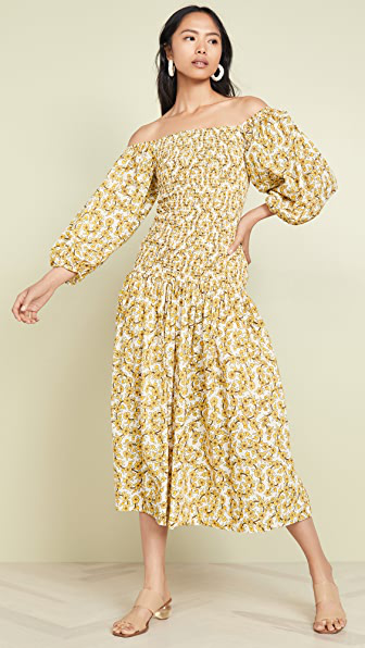 yellow ditsy floral dress