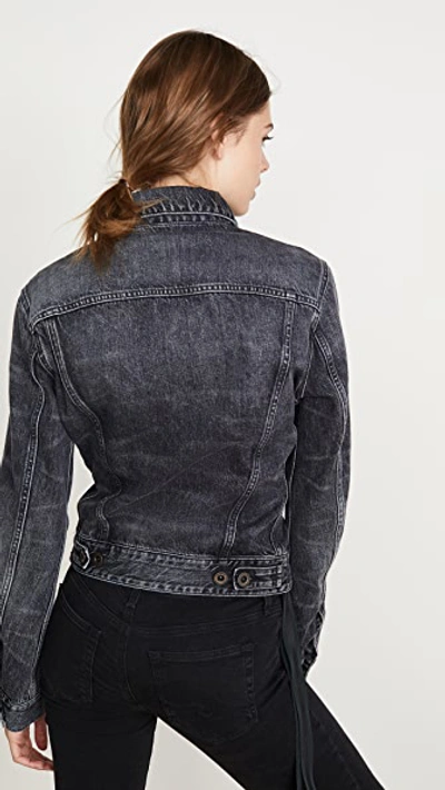 Shop Ben Taverniti Unravel Project Vintage Spray Denim Ruffle Jacket In Black