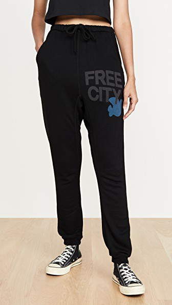 Freecity Super Fluffy Pocket Sweatpants In Super Black Glass Modesens