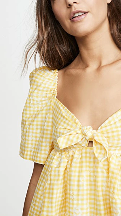 Shop Pushbutton Puff Mini Dress In Yellow