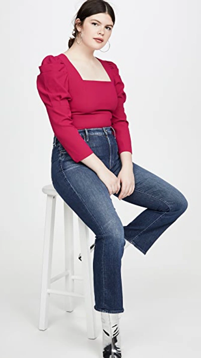 Shop Alice And Olivia Rach Puff Sleeve Top In Raspberry