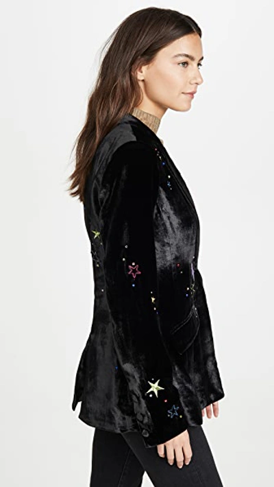 Shop Cinq À Sept Velvet Starlight Estelle Blazer In Black/multi