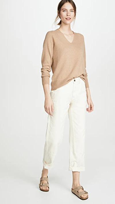 Shop Vince Marled V Neck In Dune