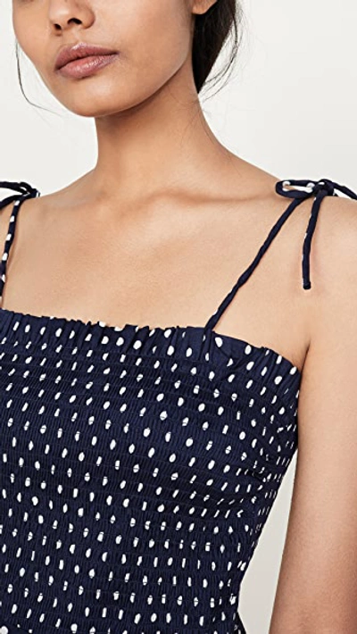 Shop Tory Burch Smocked Dress In Classic Dot Print