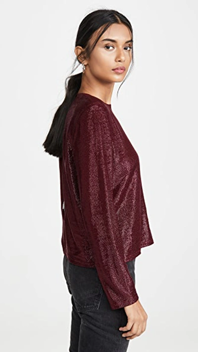 Shop Michelle Mason Long Sleeve Tee With Crystals In Wine