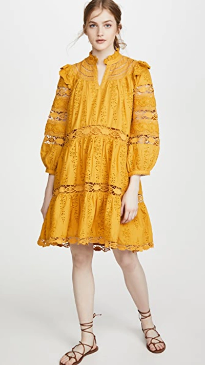 Shop Sea Lea Puff Sleeve Dress In Turmeric