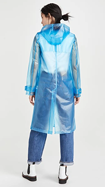 Shop Avec Les Filles Translucent Hooded Rain Coat In Blue