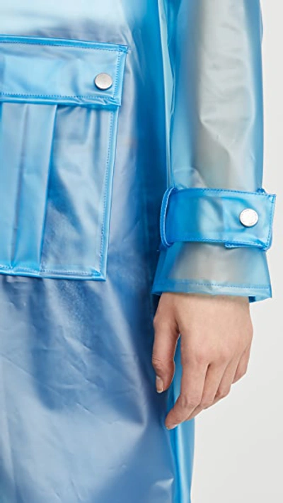 Shop Avec Les Filles Translucent Hooded Rain Coat In Blue