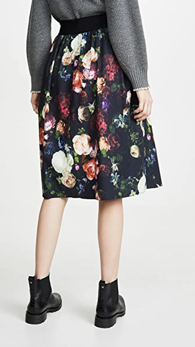 Shop Adam Lippes Midi Skirt With Sunburst Pleats In Multi Floral