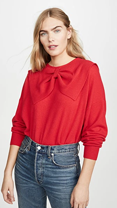 Shop The Great The Cashmere Bow Sweater In Poinsettia