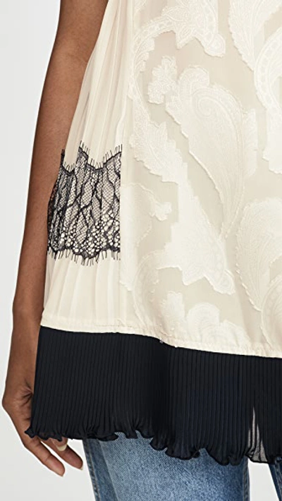 Shop Adeam Pleated Lace Top In Ivory