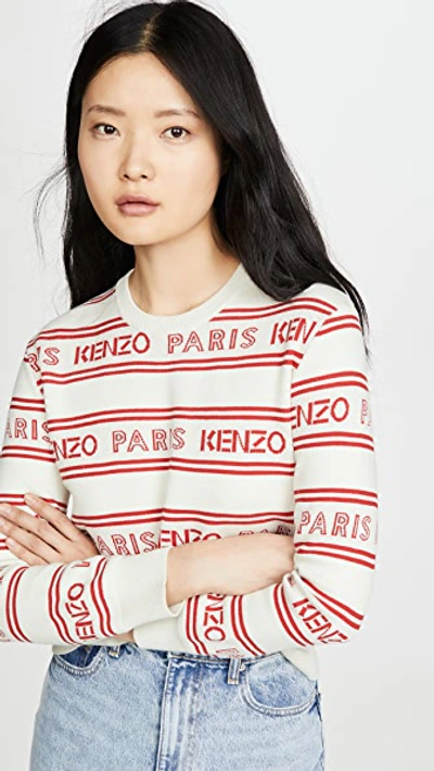 Shop Kenzo All Over  Jacquard Sweater In Off White