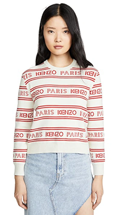 Shop Kenzo All Over  Jacquard Sweater In Off White