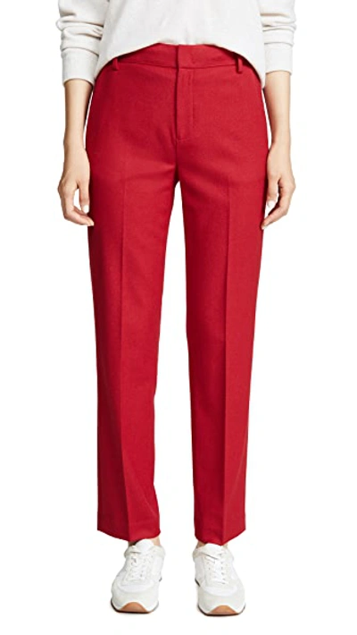 Shop Vince Flannel Tailored Pants In Crimson