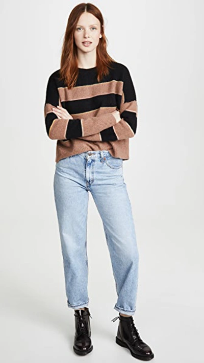 Shop 360 Sweater Abigail Cashmere Sweater In Black/toffee