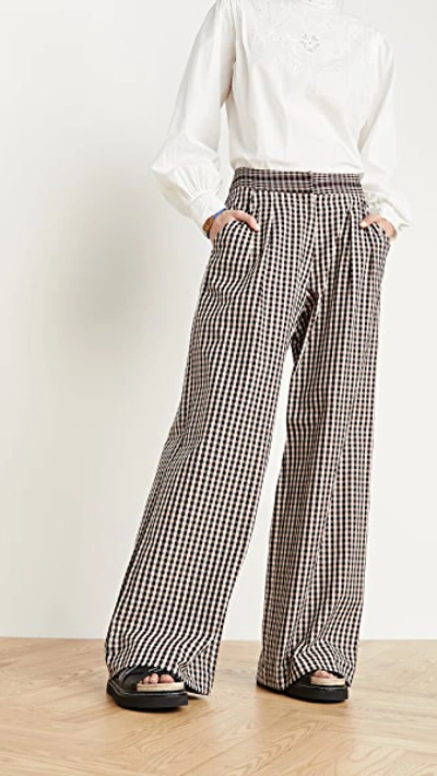 Shop Alix Of Bohemia Diana Houndstooth Trousers In Pink/black