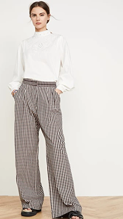 Shop Alix Of Bohemia Diana Houndstooth Trousers In Pink/black