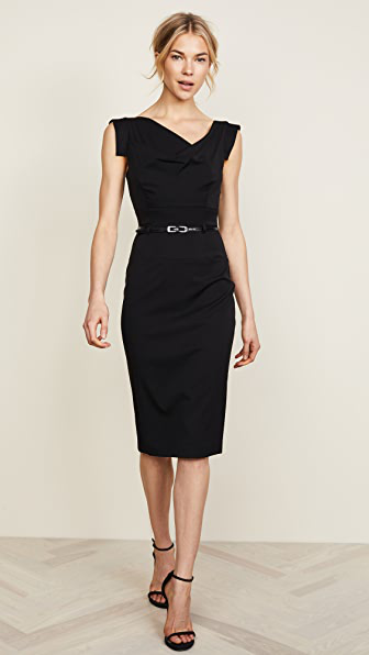 dark blue fitted dress