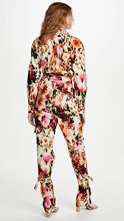 Shop Msgm Patterned Jumpsuit In Ecru