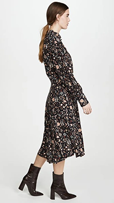 Shop Frame Ruffle Front Dress In Noir Multi