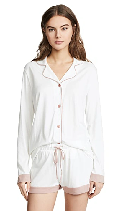 Cosabella Bella Long Sleeve Pj Set In Moon Ivory/mandorla