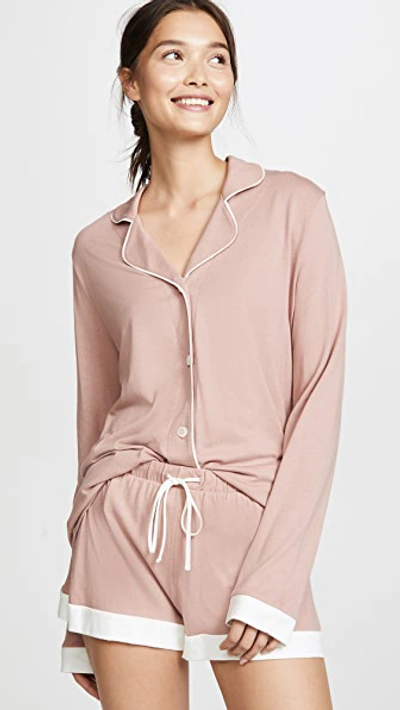 Cosabella Bella Long-sleeve Boxer 2-piece Pajama Set In Mandorla/moon Ivory