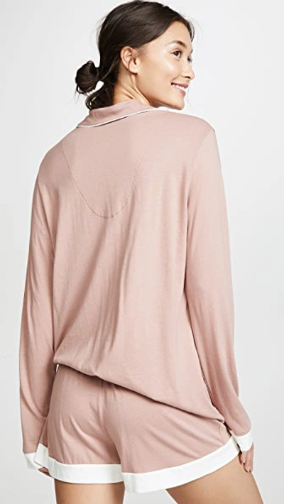 Cosabella Bella Long-sleeve Boxer 2-piece Pajama Set In Mandorla/moon Ivory