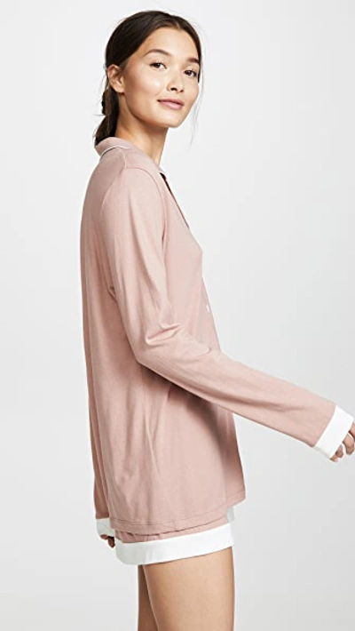 Cosabella Bella Long-sleeve Boxer 2-piece Pajama Set In Mandorla/moon Ivory