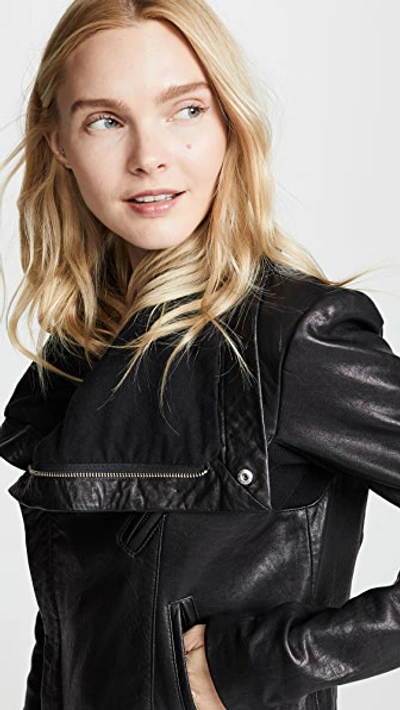 Shop Veda Max Classic Leather Jacket In Black
