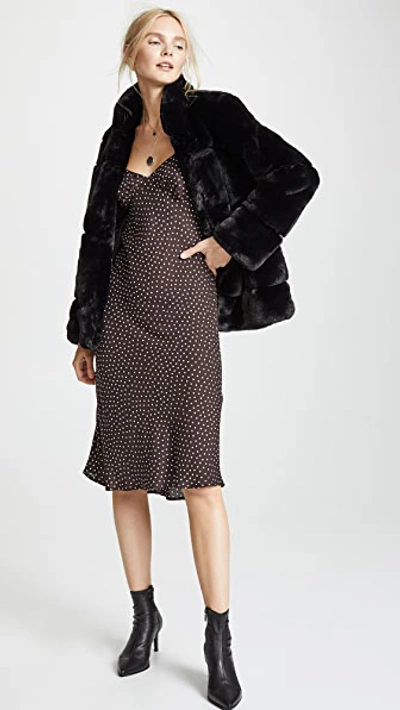 Shop Apparis Sarah Quilted Faux Fur Coat In Noir