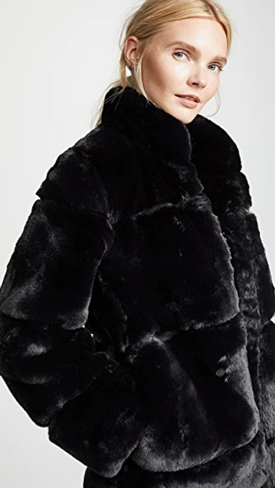 Shop Apparis Sarah Quilted Faux Fur Coat In Noir