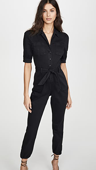 stretch denim jumpsuit