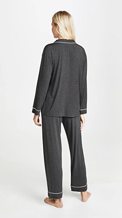 Shop Eberjey Gisele Long Pj Set In Charcoal Heather/sorbet Pink