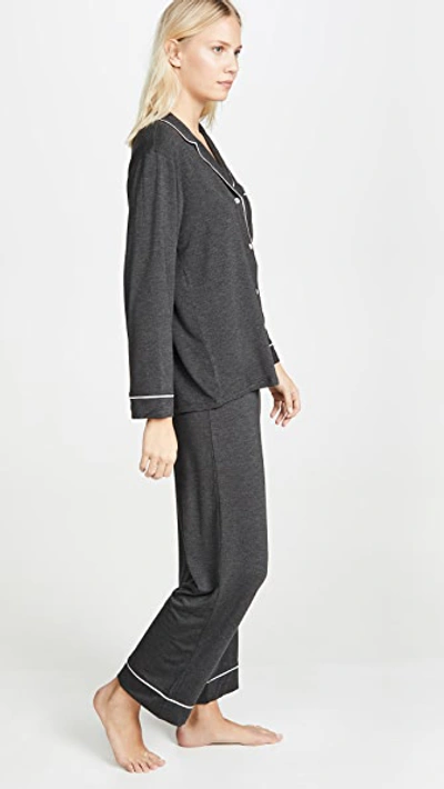 Shop Eberjey Gisele Long Pj Set In Charcoal Heather/sorbet Pink