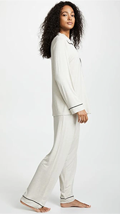 Shop Eberjey Gisele Long Pj Set In Oatmeal Heather/charcoal