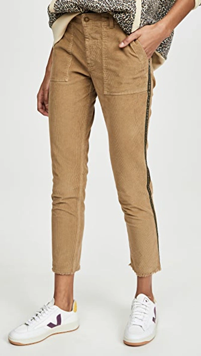 Shop Nili Lotan Jenna Pants With Tape In Mossy Gold With Tape