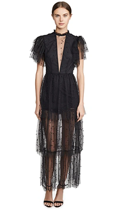 Shop Macgraw Flutter Dress In Black