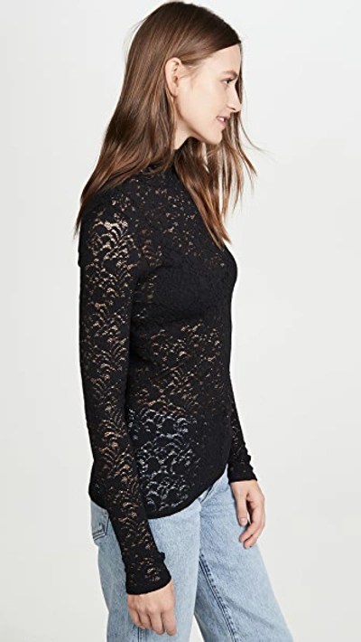 Shop Enza Costa Lace Turtleneck With Back Zip In Black