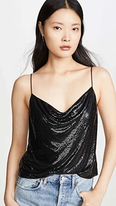 Shop Alice And Olivia Harmon Chainmail Drapey Slip Tank In Black