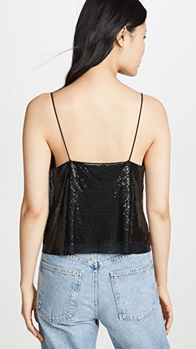 Shop Alice And Olivia Harmon Chainmail Drapey Slip Tank In Black