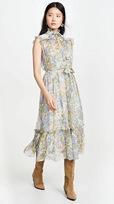 Shop Zimmermann Super Eight Sleeveless Midi In Blue Meadow