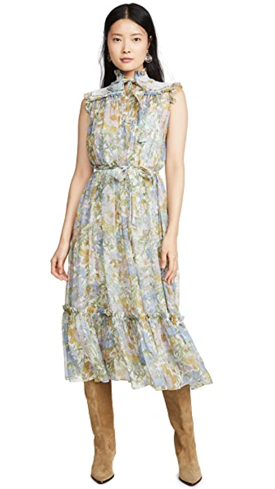 Shop Zimmermann Super Eight Sleeveless Midi In Blue Meadow