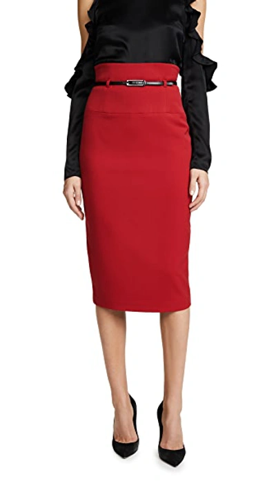 Shop Black Halo High Waisted Pencil Skirt In Red