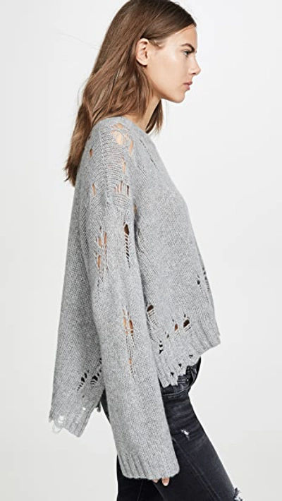 Shop R13 Shredded Side Slit Sweater In Heather Grey