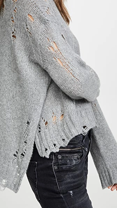 Shop R13 Shredded Side Slit Sweater In Heather Grey