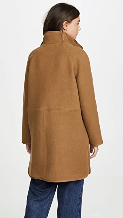 Shop Madewell Piped Wool Cocoon Coat In Melange Camel