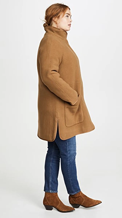 Shop Madewell Piped Wool Cocoon Coat In Melange Camel