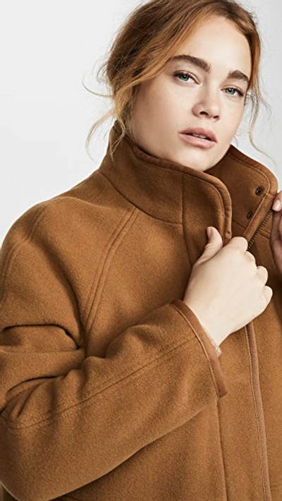 Shop Madewell Piped Wool Cocoon Coat In Melange Camel
