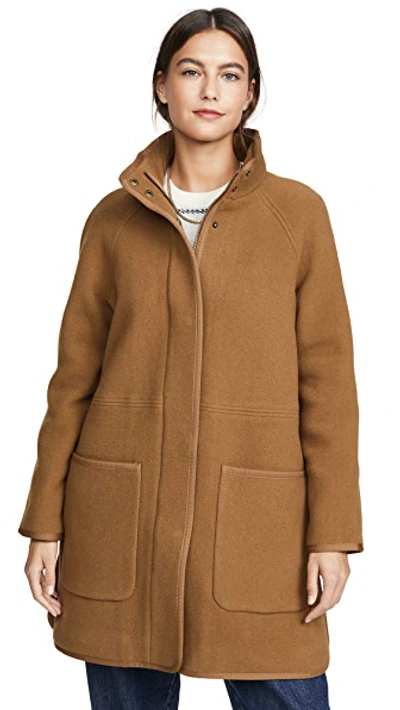 Shop Madewell Piped Wool Cocoon Coat In Melange Camel